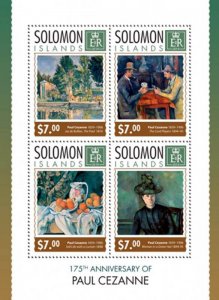 Solomon Islands 2014 Artist Paul Cezanne  4 Stamp Sheet 19M-439
