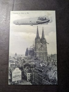 1909 Germany Zeppelin Postcard Cover Cologne to Reischaffen Flying over Koln