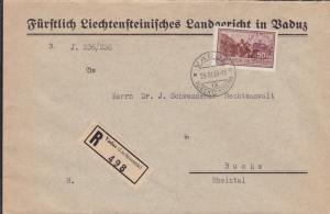 Liechtenstein 1935 Official Cover Vaduz to Buchs. Registered & Backstamped. VF