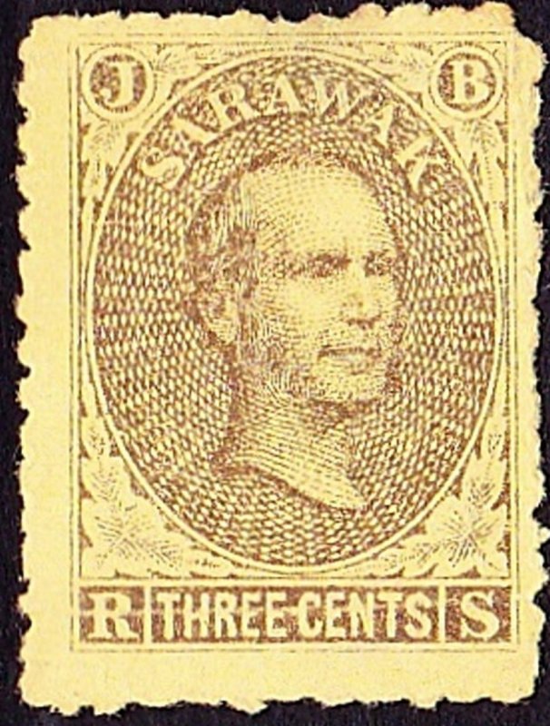 SARAWAK 1869 3 Cents Brown/Yellow SG1 MH