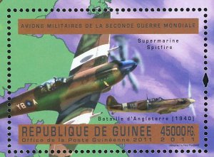 English Military Aircrafts Stamp Supermarine Spitfire Airplane Military S/S MNH