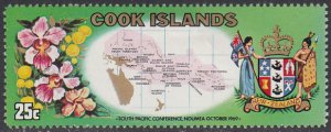 Cook Islands 1969 MH Sc #266 25c Map of islands, Coat of Arms