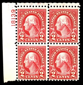 U.S. #583 MINT PL# Block OG HR 