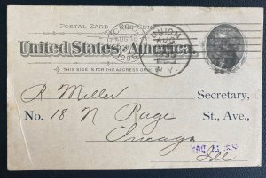 1895 Union NY USA Advertising Postal Stationery Postcard  Cover To Chicago iL