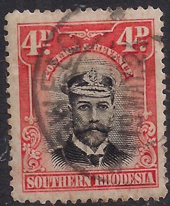 Southern Rhodesia 1924 - 29 KGV 4d Black & Orange used SG 6 ( R1018 )