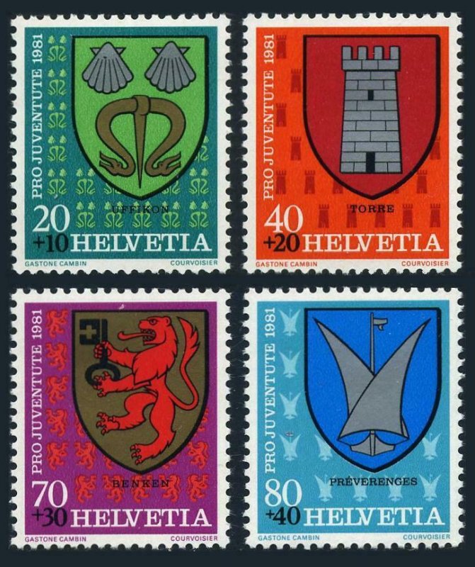 Switzerland B484-B487,& booklet,MNH.Michel 1210-1213,MH. Communal Arms-1981.