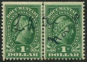 USA SC# R240 Documentary  #1.00 JOINT LINE PAIR  Used
