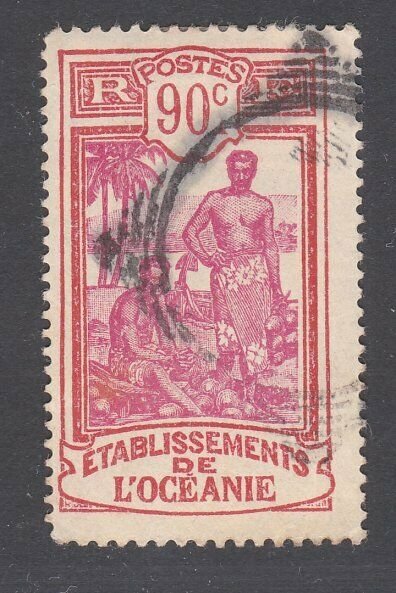 FRENCH POLYNESIA c1930s 90c NZ Marine PO cancel - Mute squared circle.......F611