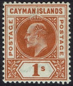 CAYMAN ISLANDS 1902 KEVII 1/- WMK CROWN CA