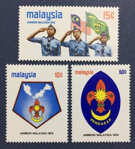 1974 Malaysia Scout Jamboree Set of 3V SG#117-119 MLH