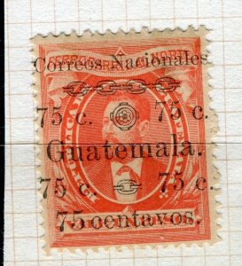 GUATEMALA; 1886 classic Ruffino Barrios surcharged issue Mint 75c. value