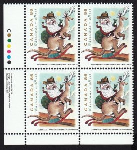 Christmas * Santa AUSTRALIA * Canada 1993 #1501 MNH LL Block of 4 CV$10