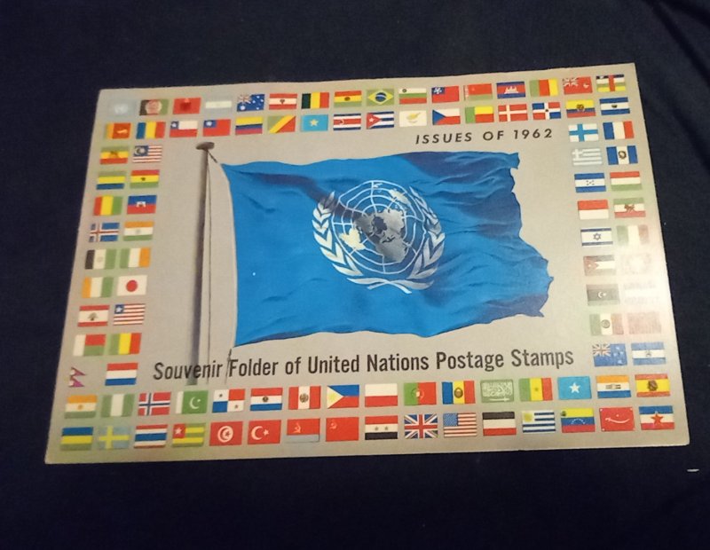 UNITED NATIONS NEW YORK 1958 TO 1964 SOUVENIR FOLDERS WITH STAMPS $72.00