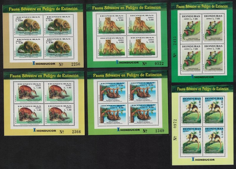 Honduras Lion Frog Endangered Animals 6 Sheetlets 2004 MNH SG#1749-1754