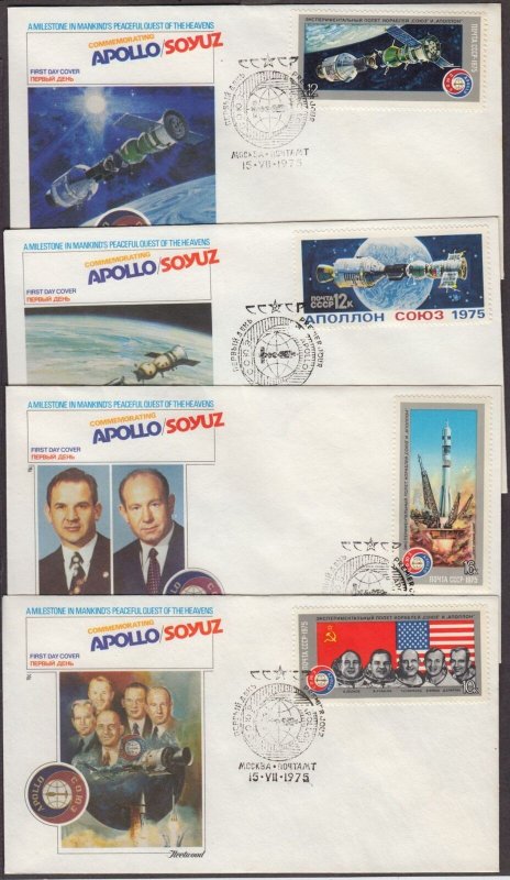 1975 Apollo-Soyuz Russia Sc 4439-40 4341 4338 set of 4 Fleetwood cachets