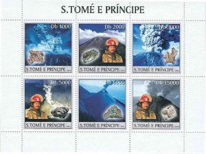 St Thomas - Firemen & Volcanoes - 6  Stamp Sheet ST3255