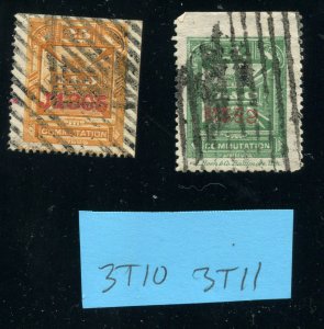 3T10, 3T11 BALTIMORE AND OHIO TELEGRAPH REVENUE STAMPS ⭐⭐⭐⭐⭐⭐