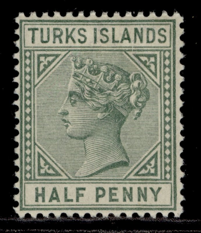 TURKS & CAICOS ISLANDS QV SG53a, ½d pale green, M MINT.