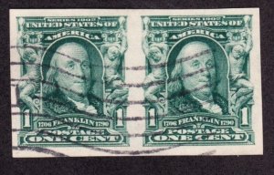 US 314 1c Franklin XF Pair (005)