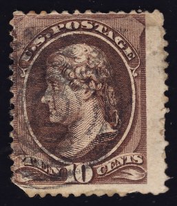 US Scott 209b Used Black Brown 10 cent Jefferson 1882 Lot AA0002 bhmstamps