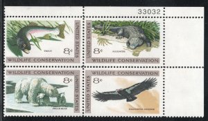 ALLY'S US Plate Block Scott #1427-30 8c Wildlife Conservation [4] MNH [W-42a UR]