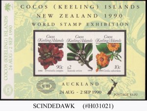 COCOS KEELING ISLANDS - NEW ZEALAND 1990 WORLD STAMP EXHIBITION MIN/SHT MNH
