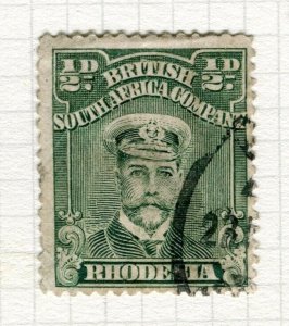 RHODESIA; 1913-20 early GV Admiral issue used Shade of 1/2d. value