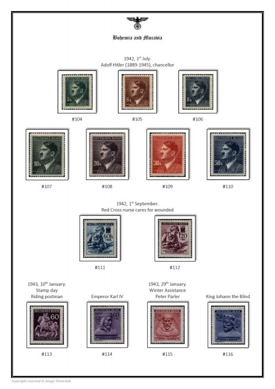 Germany Third Reich Bohemia and Moravia 1939-1945 PDF(DIGITAL) STAMP ALBUM  PAGES