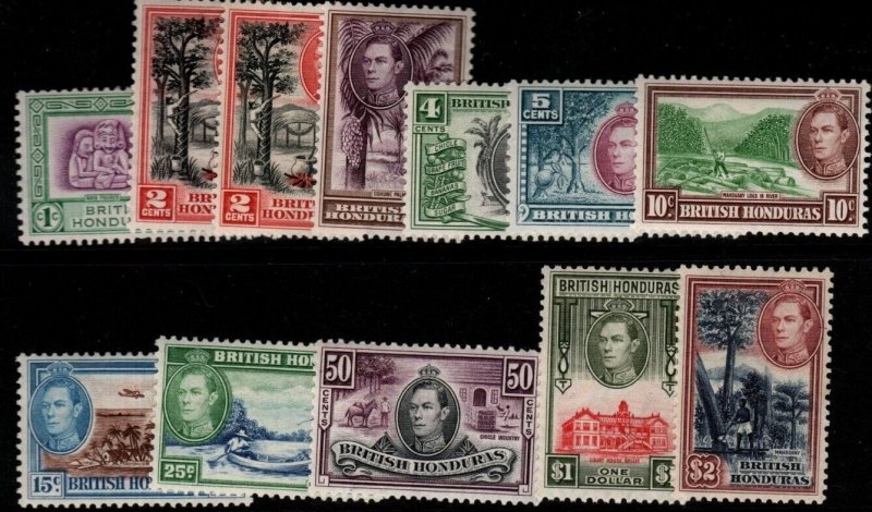 BRITISH HONDURAS SG150/60(inc.151a) 1938-47 DEFINITIVE SET TO $2 MTD MINT 