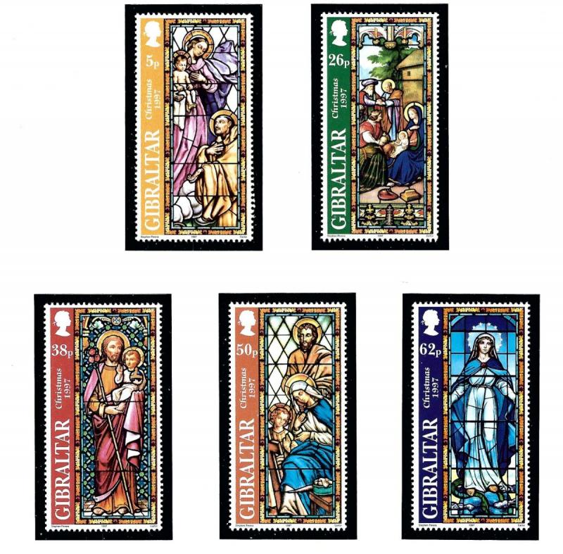 Gibraltar 740-44 MNH 1997 Christmas (Stained glass windows)