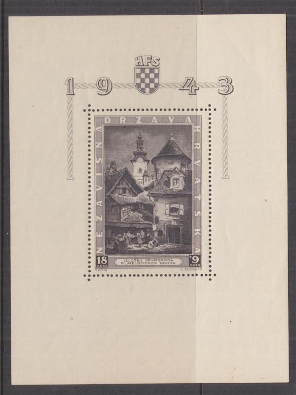 CROATIA, 1943 Philatelic Exhibition Souvenir Sheet, lhm.