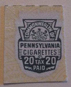 US State Revenue Pennsylvania Cigarette Tax 20 Pack Decal With C MNH