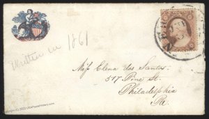 USA 1861 Civil War Union New York Patriotic Cover 110070