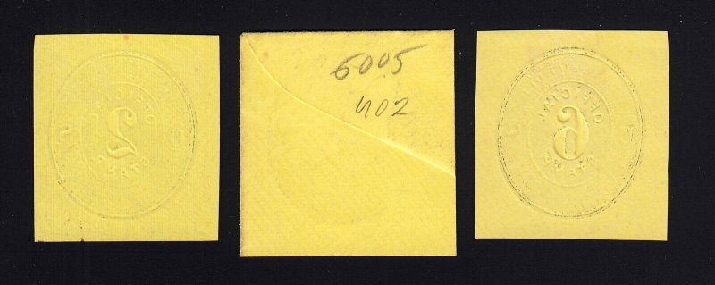 Scott UO1, UO2, & UO4 2c, 3c, &6c OFFICIAL Mint Cut Squares, Cat $62.50