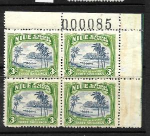 NIUE  1938  3/- PICTORIAL SHEET# BLK 4 MNH     SG 77