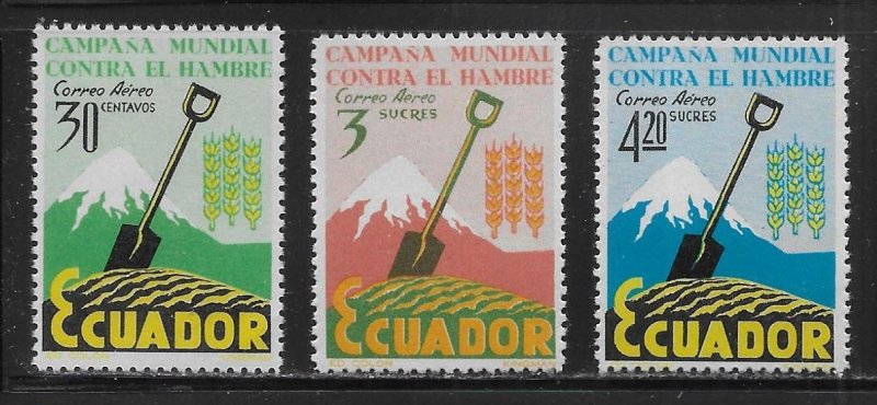 Ecuador C398-400 Freedom From Hunger set MNH