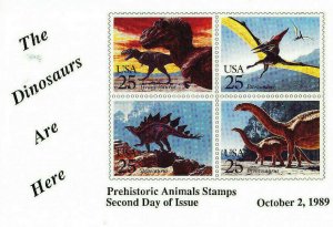 USPS Second Day Ceremony Program #2422-2425 Dinosaurs + FDC Oklahoma City 