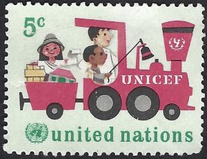 United Nations #162 5¢ 20th Anniv. of UNICEF (1966). Very light hinge.mark.