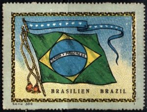 Vintage Germany Poster Stamp Flag Of Brazil (Order & Progress)