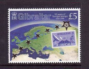 Gibraltar-Sc#1026-unused NH set-Europa stamps-50th-2005-