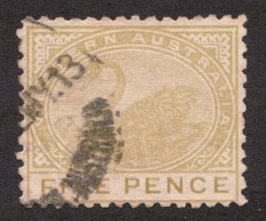 Antique, five pence, Swan from 1905-12, Western Australia. Used Sc#94 . Cv$32.50