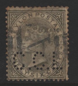Ceylon Sc#73 Used - perfin C.C.L