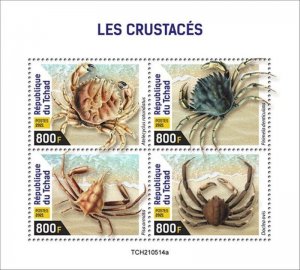 Chad - 2021 Crustaceans, Crabs - 4 Stamp Sheet - TCH210514a 
