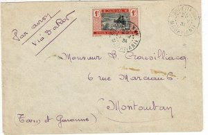 Mauritania 1931 Port Etienne cancel on airmail cover to France, Scott 46