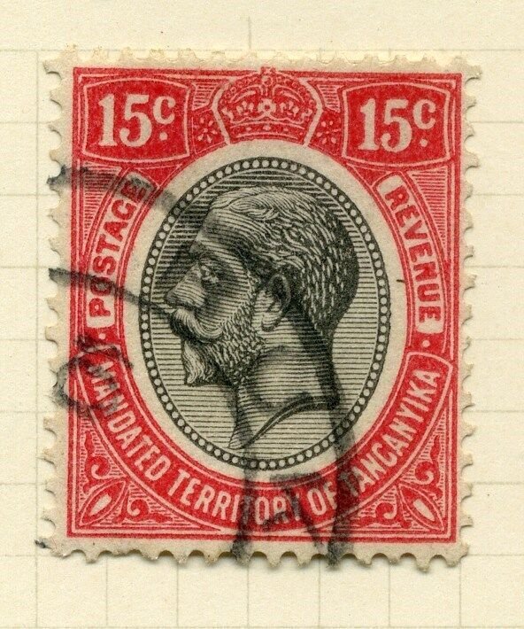 TANGANYIKA;  1927 early  GV issue fine used 15c. value, Shade Postmark