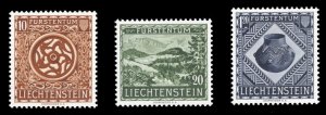 Liechtenstein #274-276 Cat$65, 1953 National Museum, set of three, never hinged