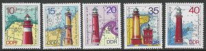 GERMANY DDR 1974 LIGHTHOUSES Set Sc 1553-1557 MNH