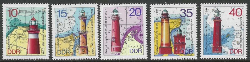 GERMANY DDR 1974 LIGHTHOUSES Set Sc 1553-1557 MNH