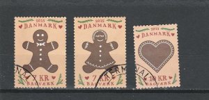 Denmark  Scott#  1728-1730  Used  (2015 Honey Cakes)