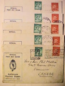 AUTRALIA FDC 1937 MY 10 ADELAIDE 11,112 SYDNEY 3 DIFF